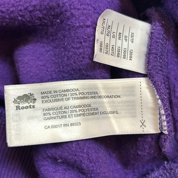 Roots Hoodie Sweater Girls XXL Size 13-14 Purple Kids Joggers Comfortable Girls - Picture 6 of 7